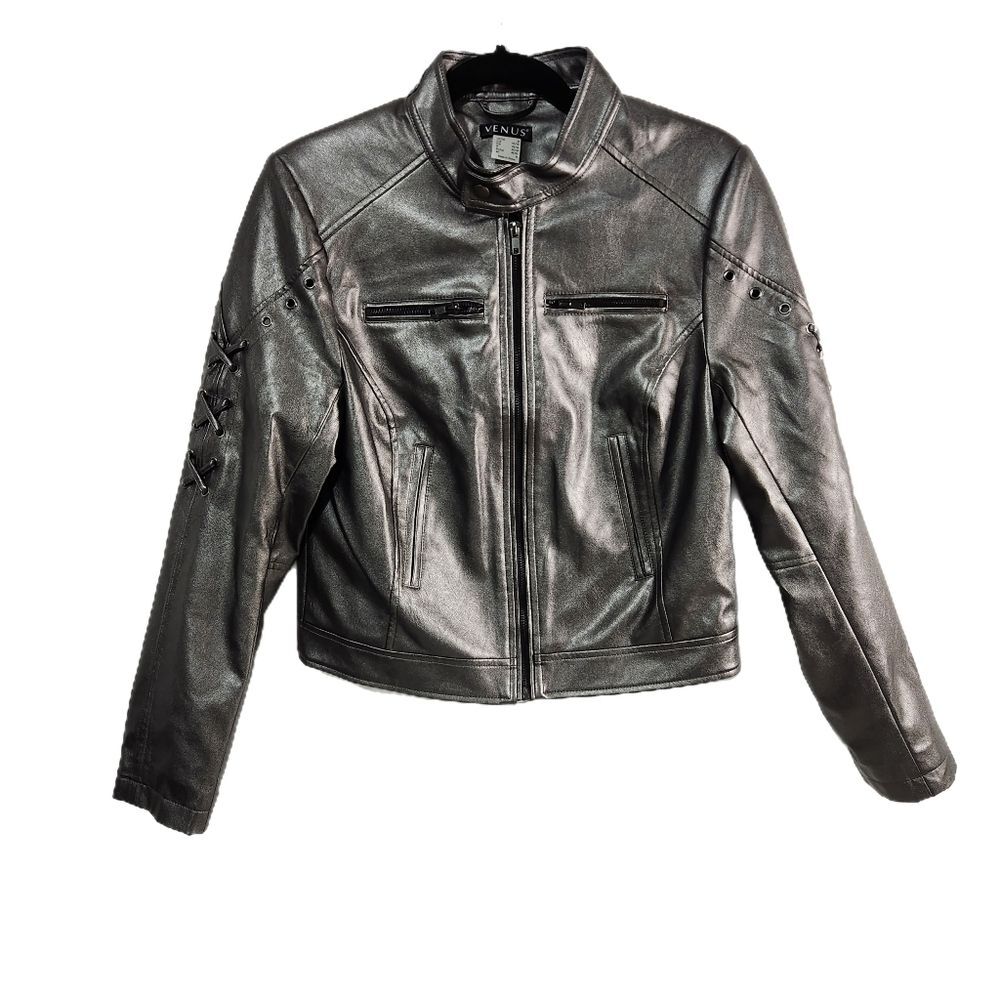 Venus Silver Faus Leather Jacket